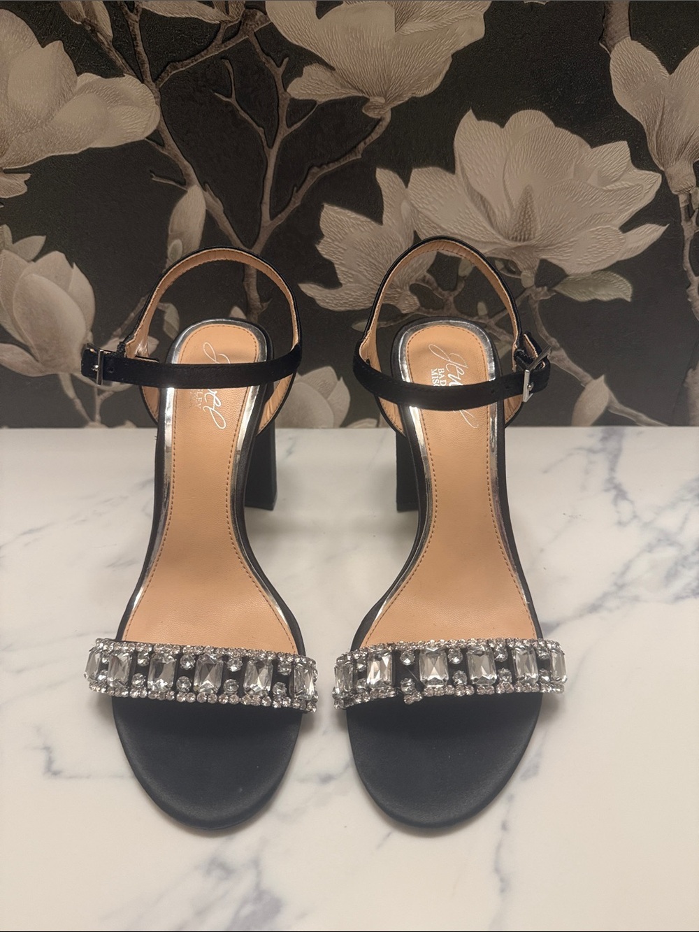 Jeweled black heels